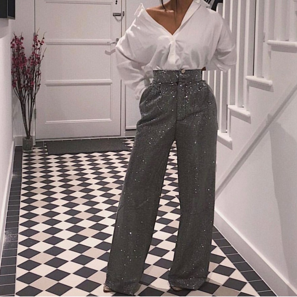 Silver wide leg pants  (Price open to negotiation)